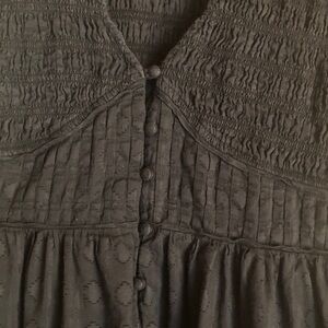 Anthropologie Cotton Black Ruffled Mini Dress